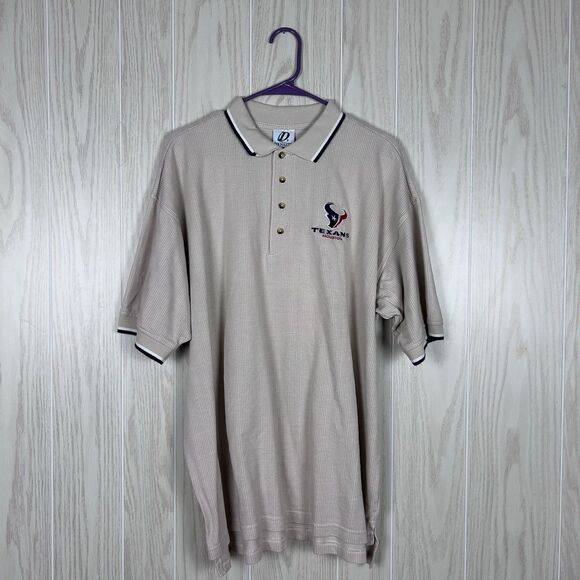 VTG Y2K Dynasty Men’s Houston Texans Navy and Cream Short Sleeve Polo Set, XXL - Picture 8 of 13